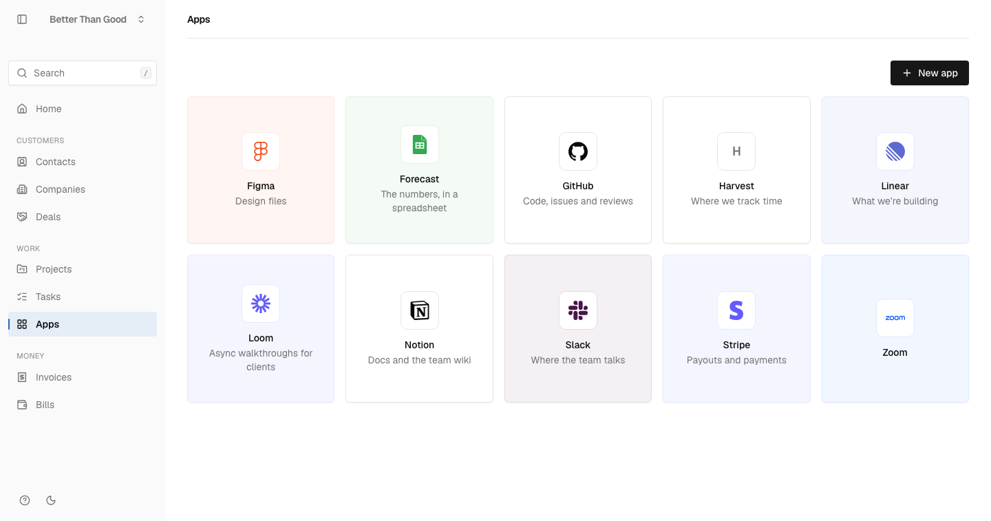 The Apps grid in WORK